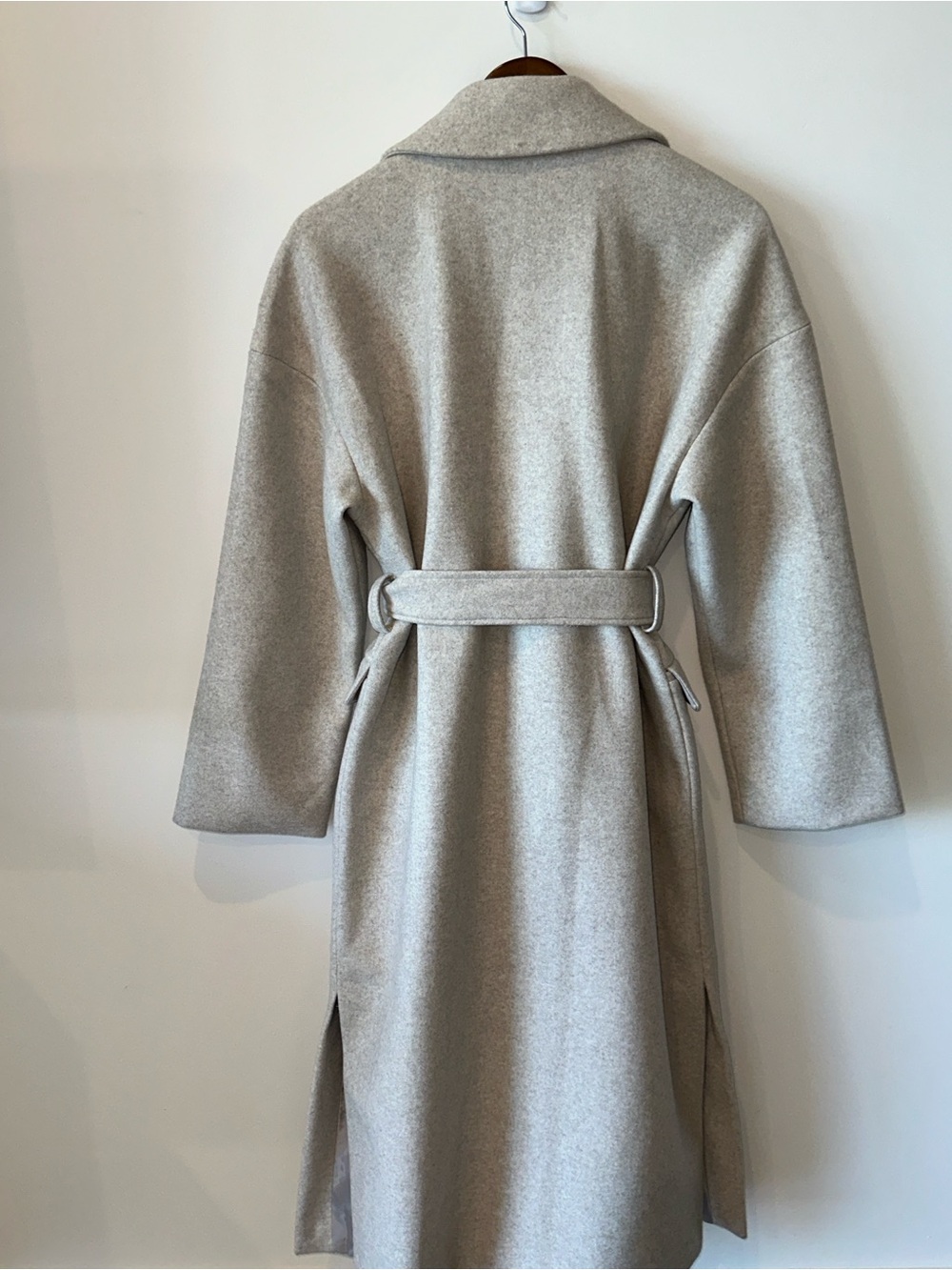 With Black Long Belted Robe Coat - Light Gray - Picture 14 of 16